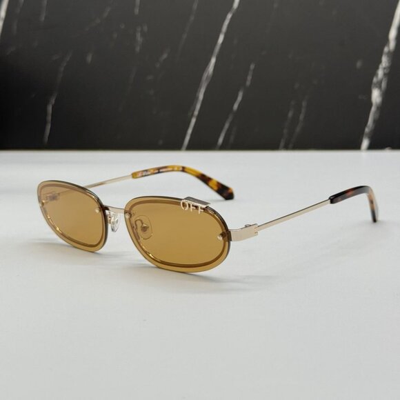 NEW OFF-WHITE OERI13M MIAMI 7662 SUNGLASSES UNISEX OVAL HAVANA ORANGE EYWEAR - Picture 3 of 11